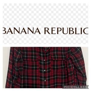 Women’s chiffon Banana Republic plaid shirt  size M